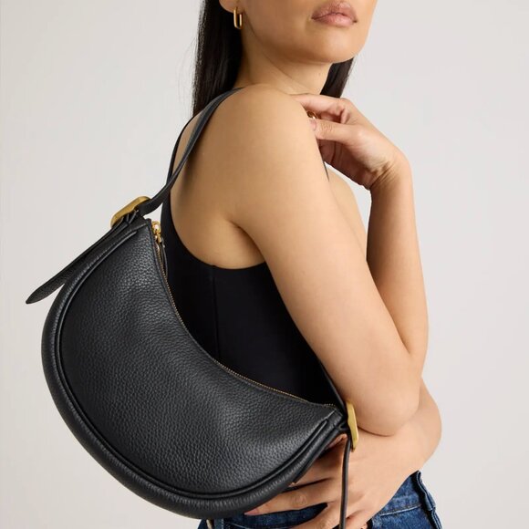 Quince - Italian Leather Mini Crescent Shoulder Bag in Taupe - Picture 5 of 13